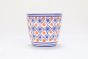 Khurja Pottery Indoor Pot Glass Shape Red and Blue Colour Small Size 4 Inches