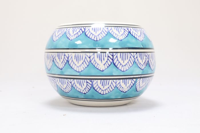 Khurja pottery Indoor Pot Apple Shape Light Green Colour Big Size 5 Inches