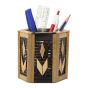 Pen Stand Cane & Bamboo Round Shaped Natural & Black Colour Image 5