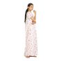 LONG NIGHTY WHITE WITH PINK FLOWER XL