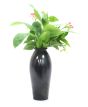 Black Pottery Flower Vase Oval Shape
