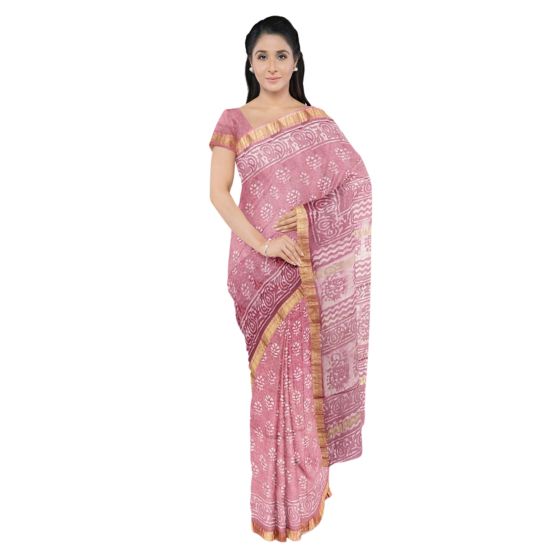 Katan Silk Saree Block Print Red| Handmade block print | Silk Saree| Festive Wear |Red 